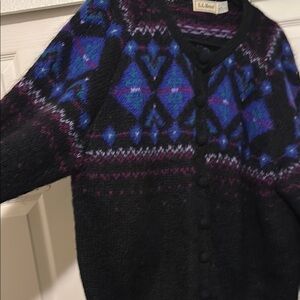 L.L. Bean Vintage Mohair Fair Isle Cardigan
